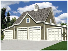 Need a 4-Car Garage? get free building plans for this carriage house style design with a full, walk-up loft.