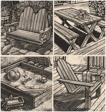 Free DIY Backyard Furniture and Project Plans from CalRedwood.org -  Get complete, step-by-step building plans for Adirondack chairs and porch swings, wooden planters, a picnic table, a garden potting center, a sandbox and a garden bench. 