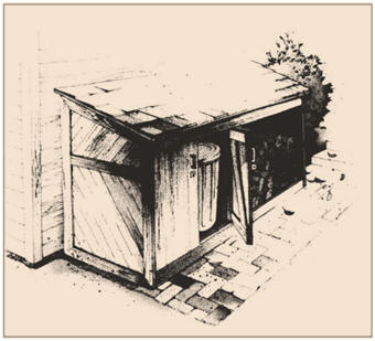 Free Trash Can and Firewood Storage Shed Plans from SouthernPine.com -  Use these free plans to build a handy little storage shed to organize the woodpile and conceal the trash containers.